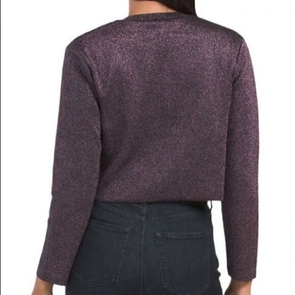 Zara Metallic Deep Red Merlot  Shimmer Cardigan size S - Picture 12 of 15